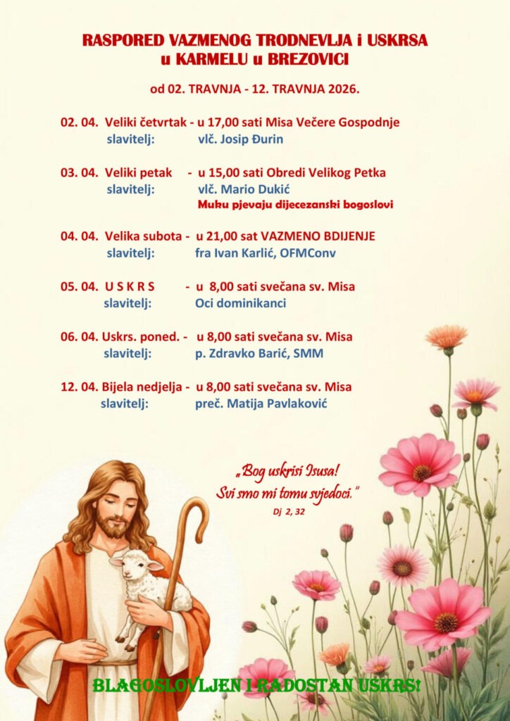 RASPORED VAZMENOG TRODNEVLJA I USKRSA